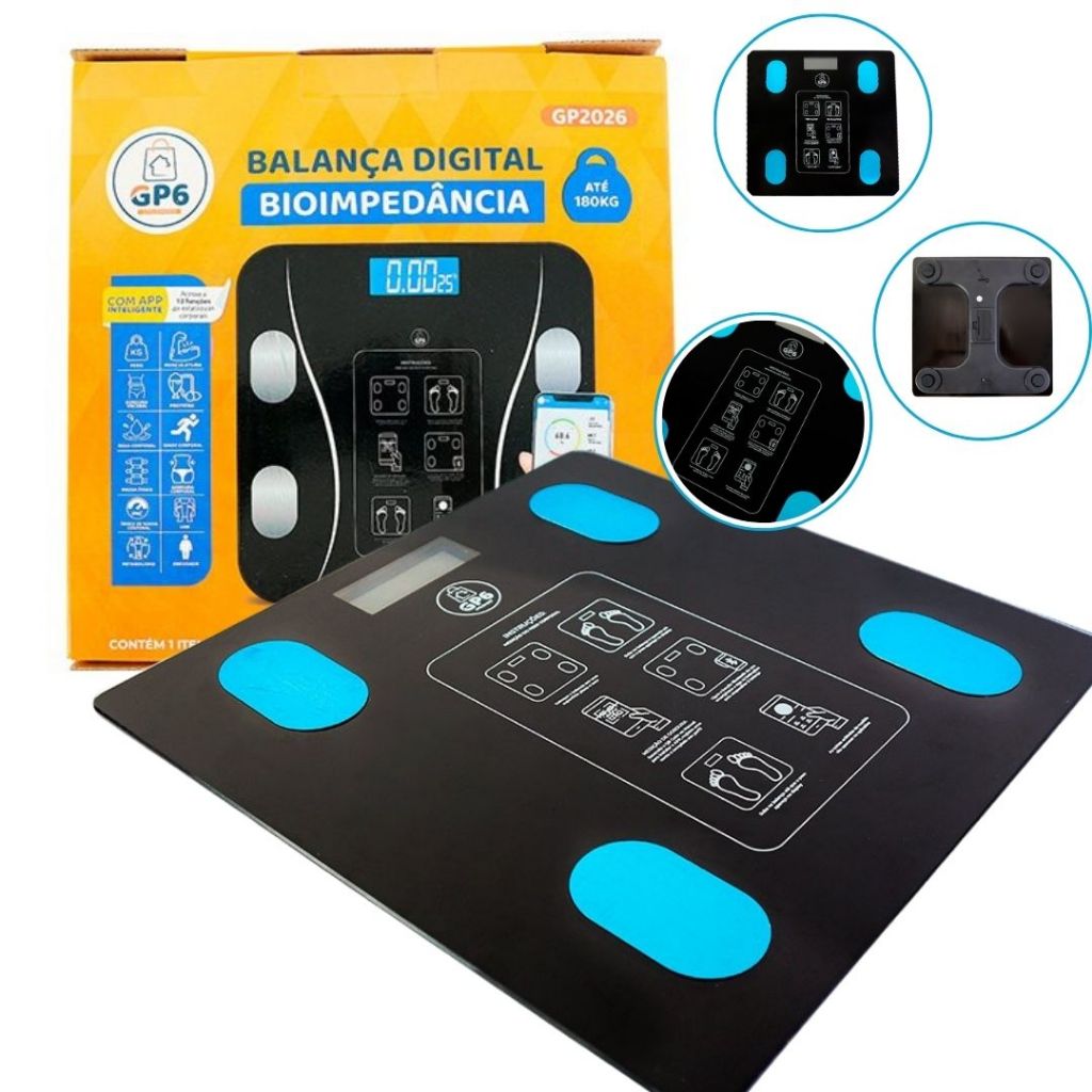 Balança Digital Corporal Bioimpedância Aplicativo Bluetooth | Shopee Brasil