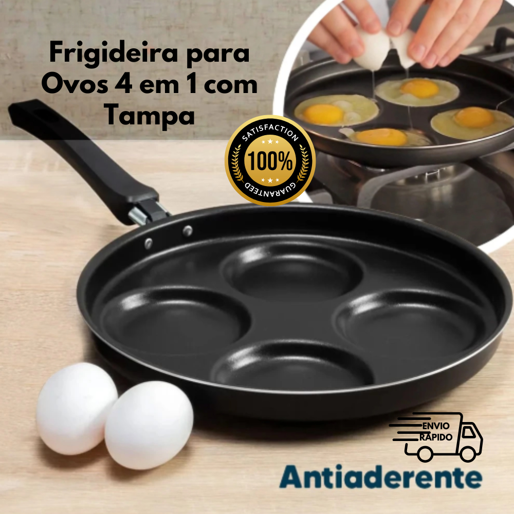 Frigideira para Ovos 4 em 1 c/ Tampa Hamburguer Multifuncional com ...