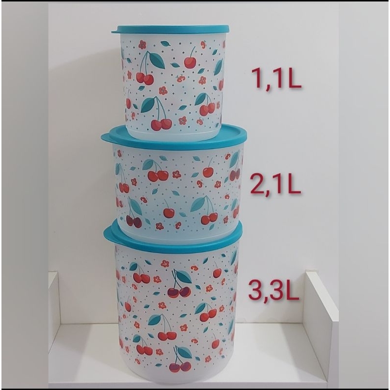 Kit Refri Line Cerejas Tupperware 3,3L | 2,1L | 1,1L Geladeira ...