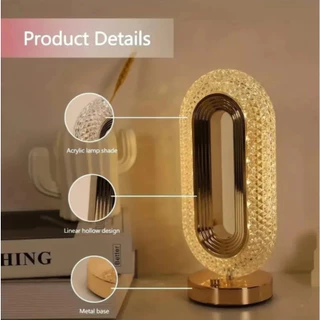 Luminária de Mesa Lâmpada Touch Quarto Luxuosa Cristal Acrílico 3 Tons de Led