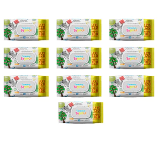 10 Pacotes Lenços Umedecidos Premium 120 Folhas 20x13 CM Turminha da Bagunça Com Tampinha Flip Top