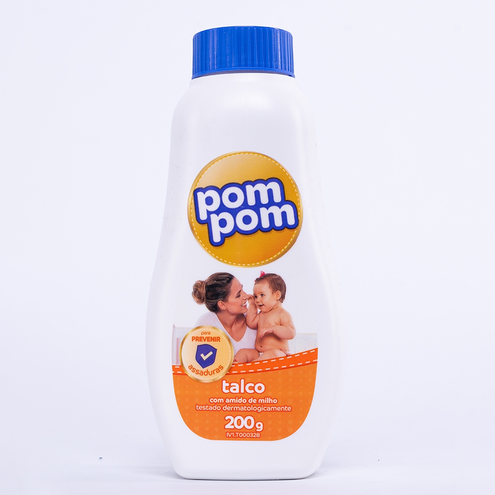 Talco Pom Pom 200g Dermatologicamente Testado, Sem Parabenos, Corantes ...