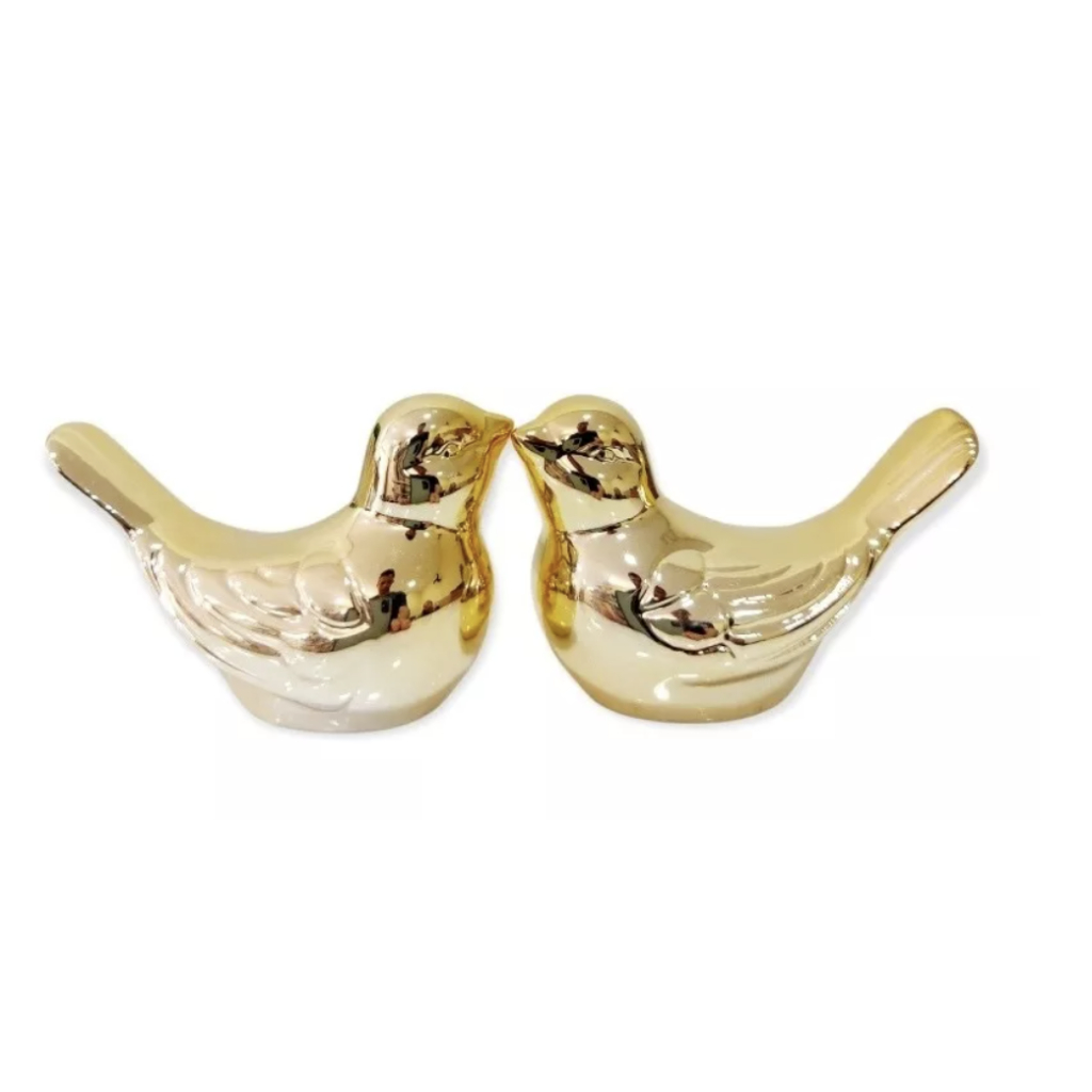 Casal De Passarinhos Decorativo Kit Passarinho Enfeite Mesa