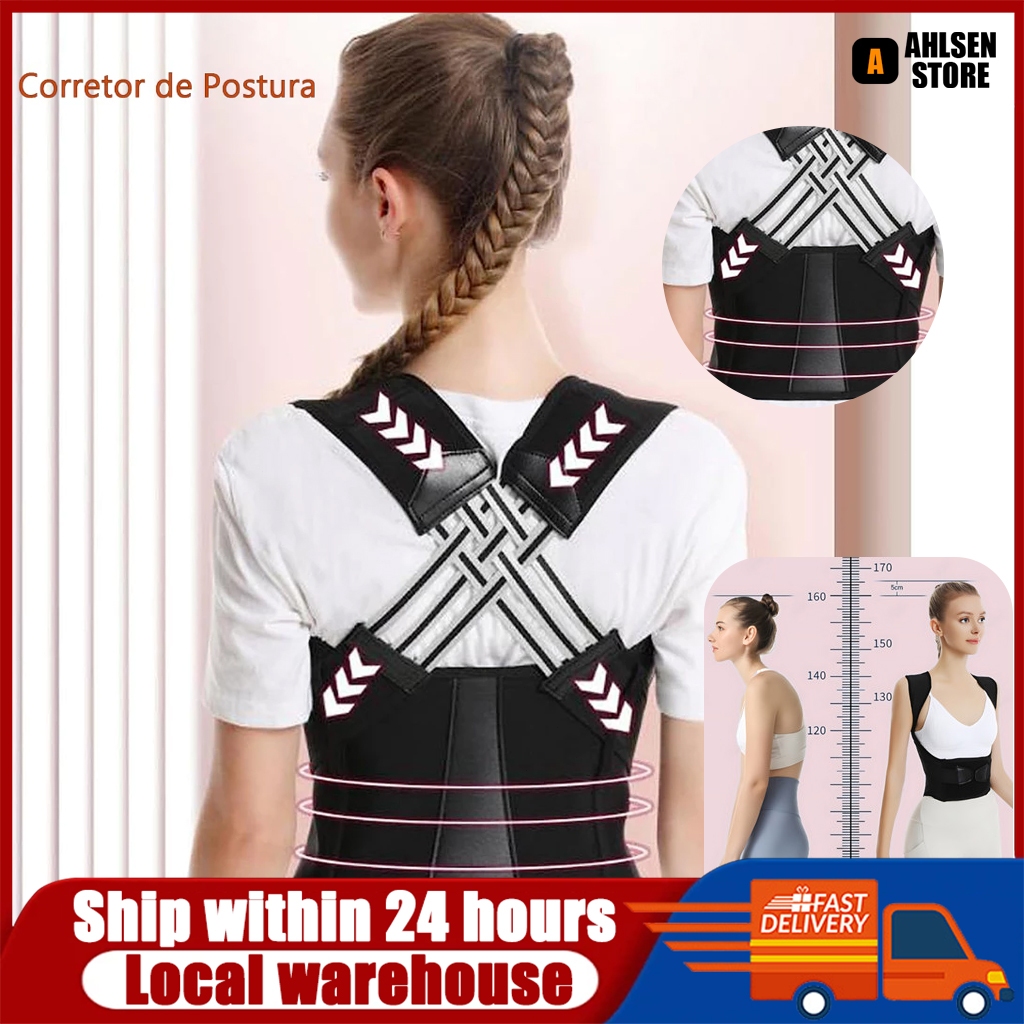 Cinta Corretora Postural Magnético Unissex Dor ajusta Postura | Shopee ...