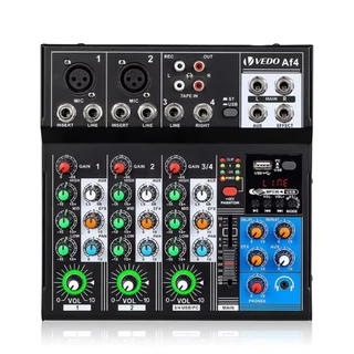 VEDO AF4 Mixer Misturador analógico Placa de som digital fundida 4 canais Definições de funções personalizadas Consola