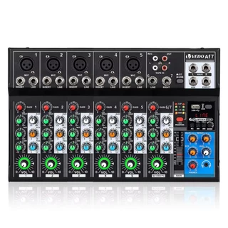 VEDO AF7 Mixer Misturador analógico Placa de som digital fundida 7 canais Definições de funções personalizadas Consola