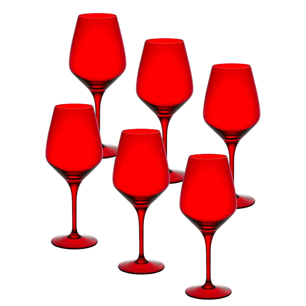 Jogo de 6 Taças de Vinho Vidro Vermelha 350ml | Shopee Brasil