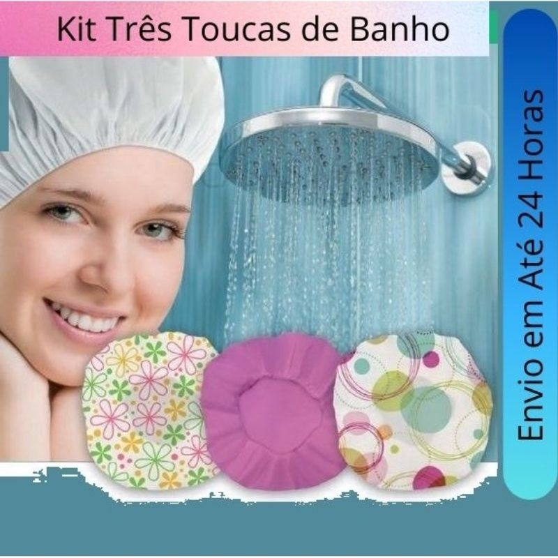 Kit 3 Toucas de Banho Sortida