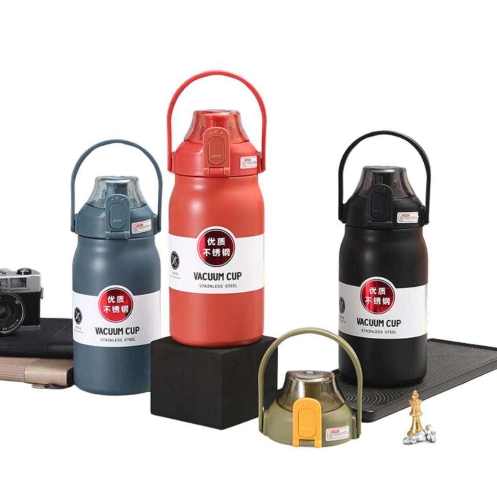 Garrafa Térmica a Vácuo 1 Litro Vacuum Cup Super Resistente - Copo Isolamento Duplo Aço Inoxidável