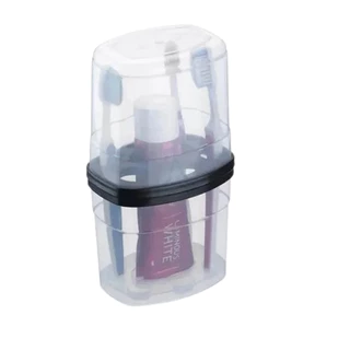 Porta Escova Com Tampa 6 Divisórias Para Escova E Compartimento Para Creme Dental - Nitron em Oferta na Shopee