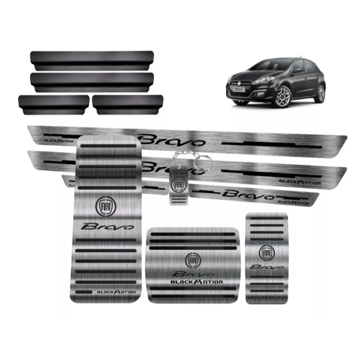 Kit Pedaleiras+descanso Aço Inox Fiat Bravo Blackmotion