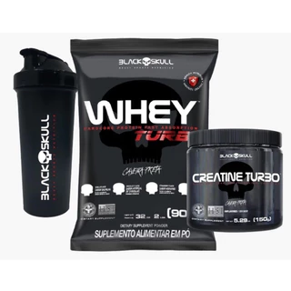 Kit Suplementos Whey Turbo 907g + Creatina Turbo 150g + Coqueteleira 600ml