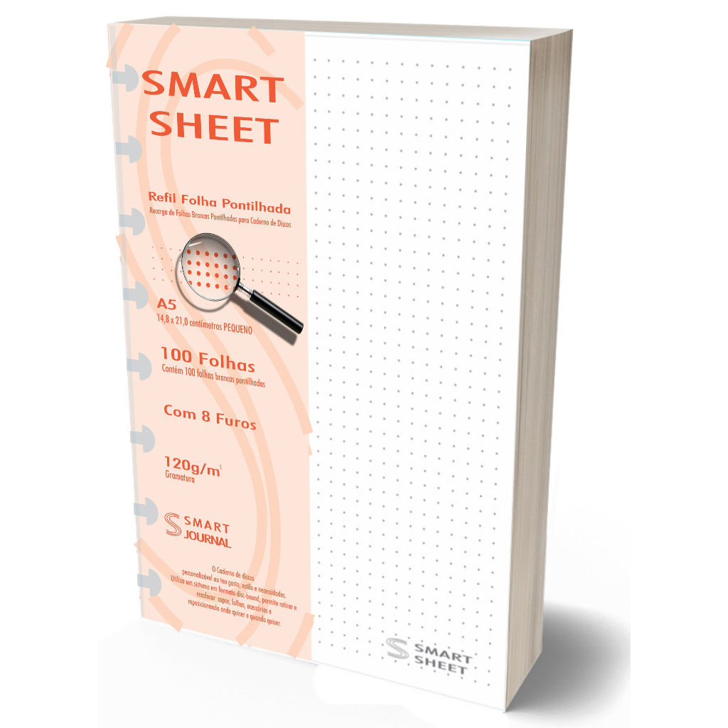 Refil Caderno de Discos 120g 100 Folhas Pontilhado Pequeno Smart Sheet