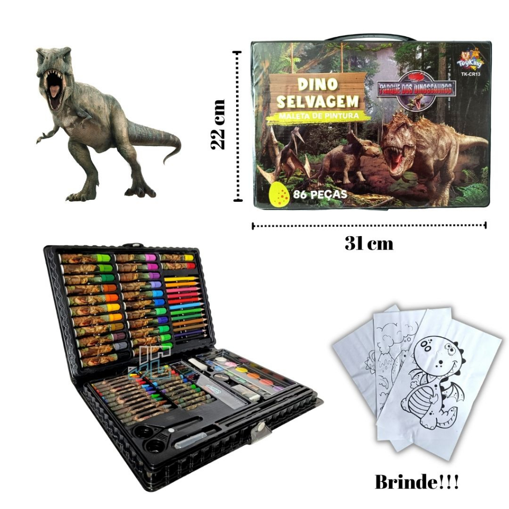 Maleta De Pintura Infantil Dino Selvagem Color Estojo Pe As Shopee Brasil