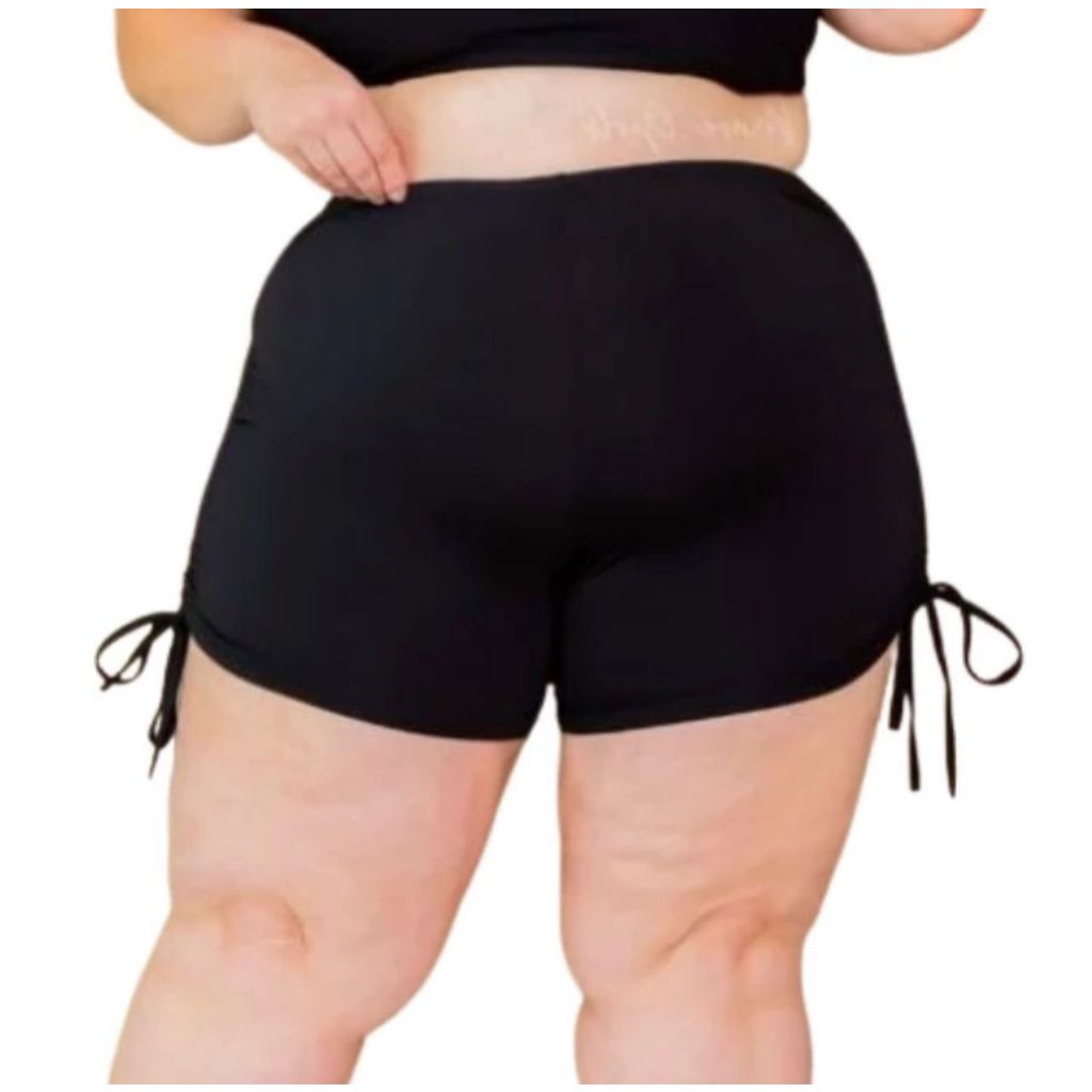 Shortinho Biquíni Sunquini Cordinha Plus Size Moda Praia Feminino Preto