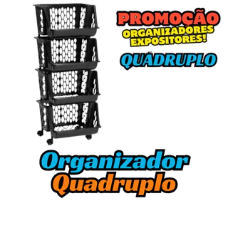 Cesto Organizador Multiuso de Plástico 04 andares Empilhável Expositor com Rodinhas