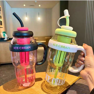 Garrafa de Água com Canudo de Silicone Grande com 1350ml Capacidade com Filtro Portátil Garrafinha de Plástico Canudinho
