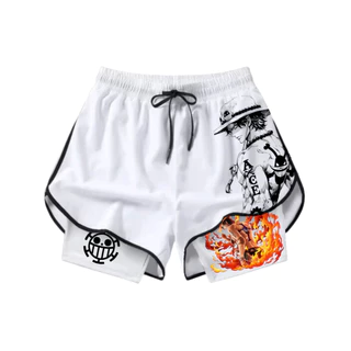 Short Feminino Academia 2 em 1 com compressão interna Treino Anime One Piece
