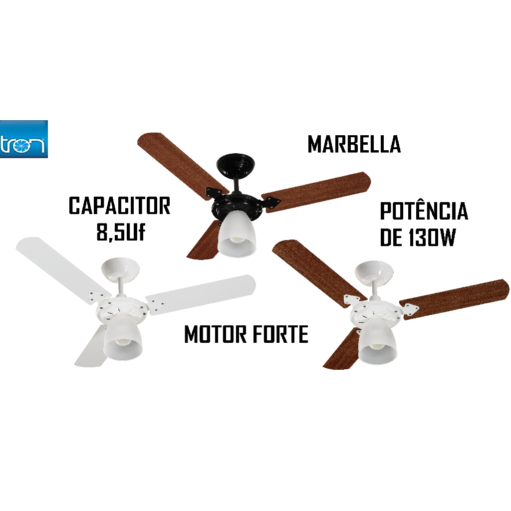 VENTILADOR DE TETO MOTOR FORTE MARBELLA COM CAPACITOR DE 8,5Uf 130W DE ...