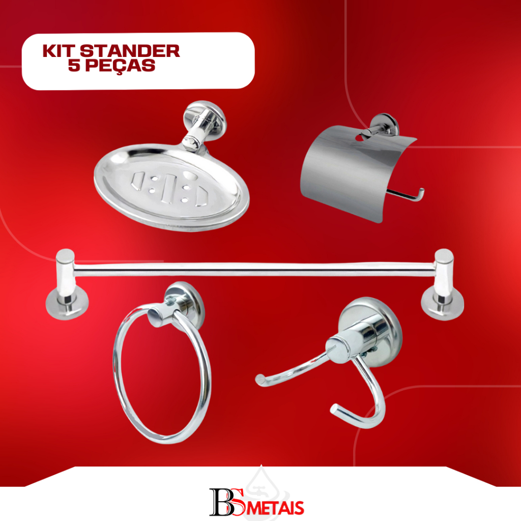 Kit Banheiro 5 Peças Cromus Aço Inox 304 - Conjunto Acessórios Banheiro Polido