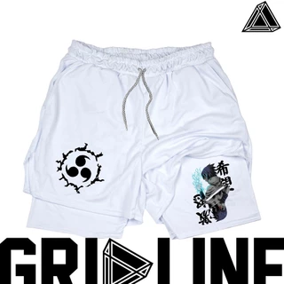 Short Compressão 2 em 1 Dry-Fit Anime Manga Treino Sasuke Uchiha Gym All