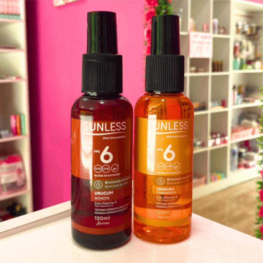 Óleo Bronzeador FPS 6 Sunless - Cenoura e Urucum - 120ml | Shopee Brasil