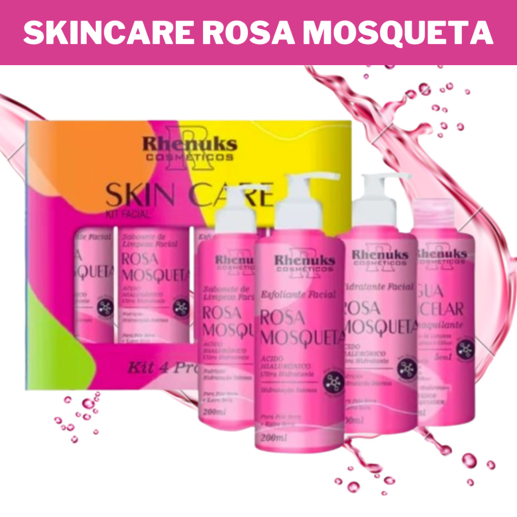 Kit Skincare Rosa Mosqueta Completo Rhenuks - 4 Itens | Shopee Brasil