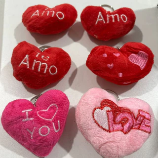 Kit 3/6/12/24 Unidades Chaveiro de pelúcia em formato de coração/chave pingente de coração em Oferta na Shopee