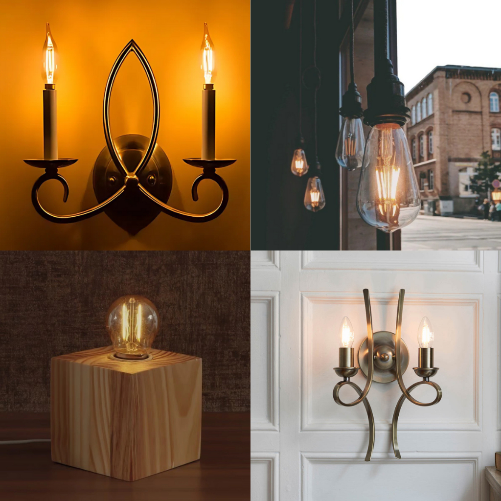 Lâmpada Led Filamento Vela Chama Balão Cristal ST64 ST58 A60