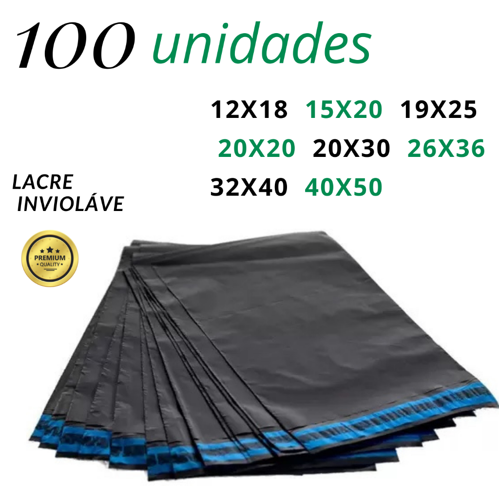Saquinho Adesivado 100 Unidades Envelope De Segurança Aba Adesiva Embalagem Correio Ecommerce