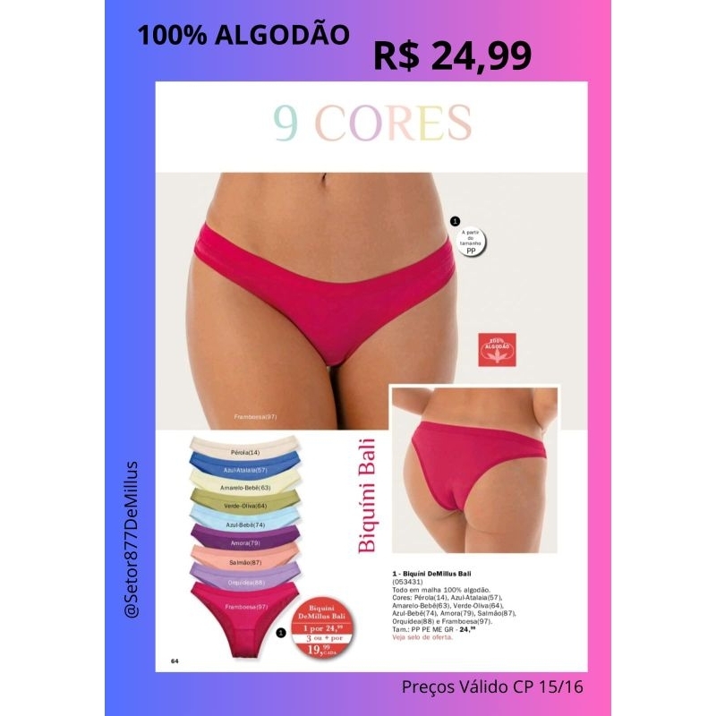 calça cavada Demillus Bali Tam PE cor Azul Ataláia 100%Algodao