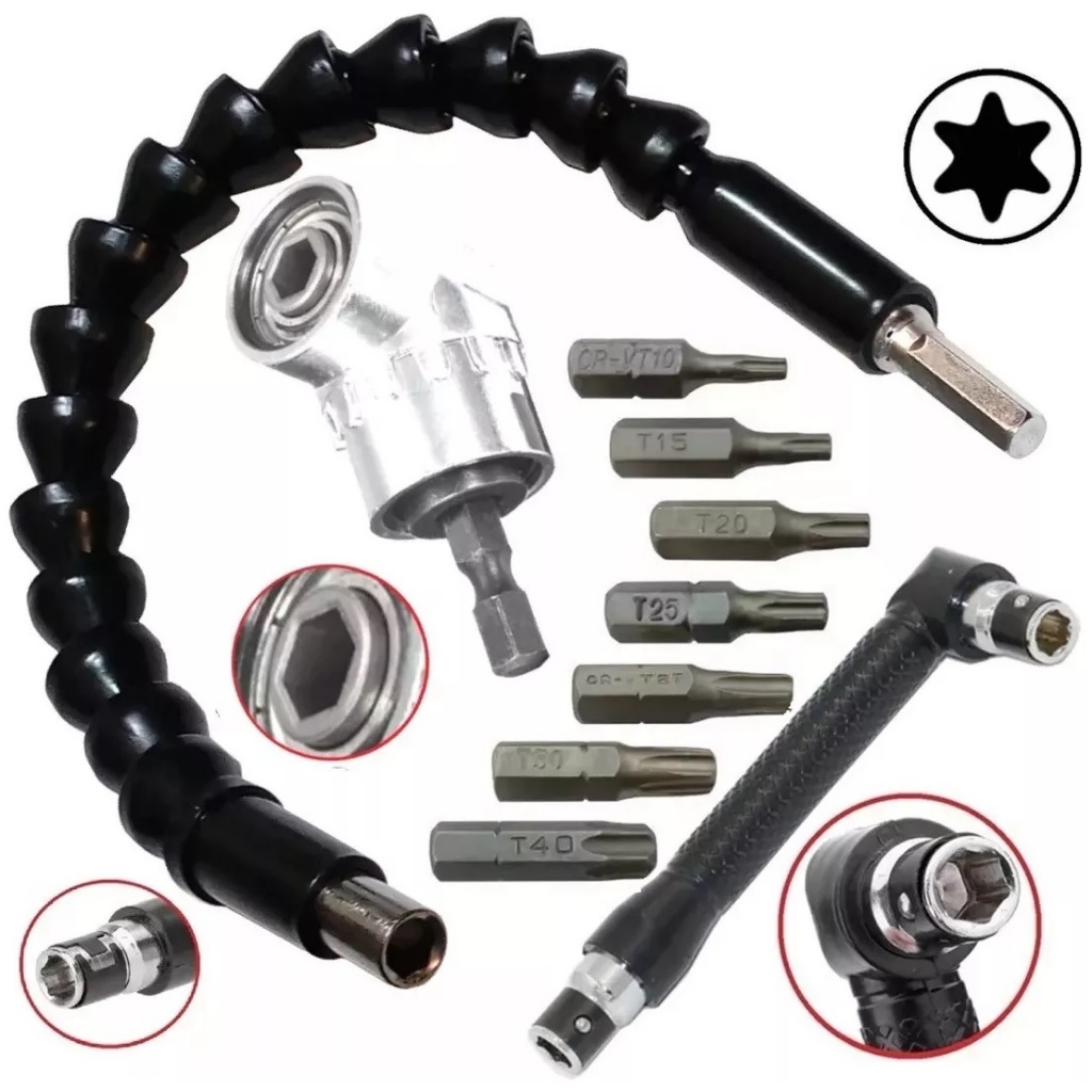 Suporte adaptador angular e extensor flexivel para parafusadeiras ...