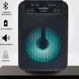 Caixa de Som Bluetooth Portátil Com Função Rádio FM Com Bateria recarregável e Led RGB