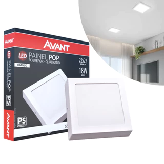 Luminária Painel Plafon Led 18W Quadrado Sobrepor Branco Frio 6500K Bivolt