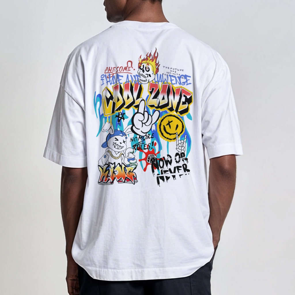 Camiseta Oversized Streetwear Estampa Grande Costas Smile Cool