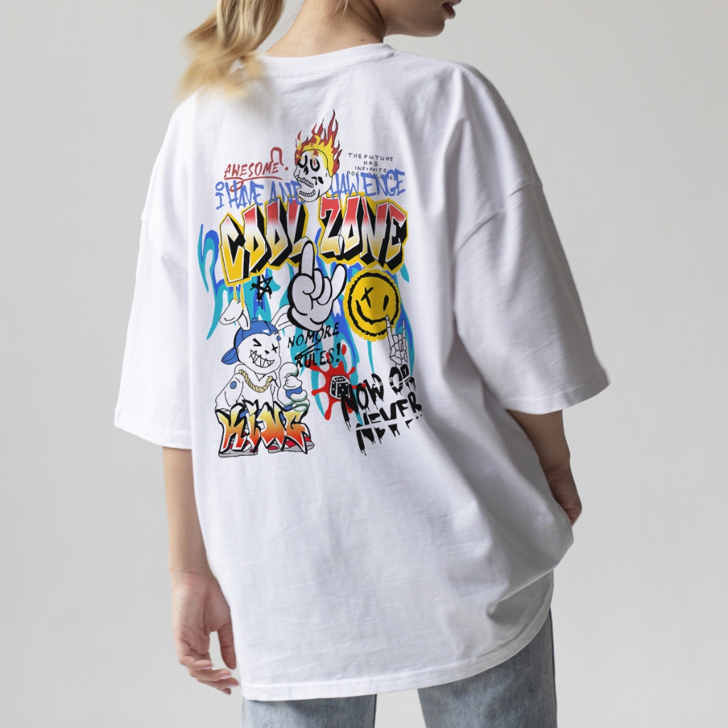 Camiseta Oversized Streetwear Estampa Grande Costas Smile Cool