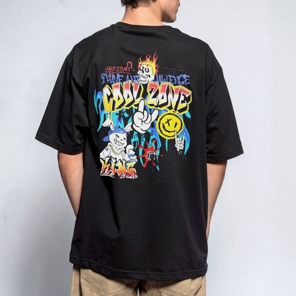 Camiseta Oversized Streetwear Estampa Grande Costas Smile Cool