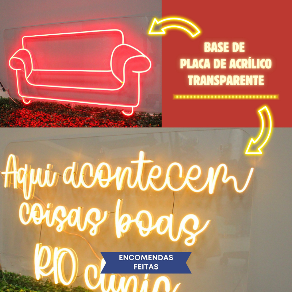 Placa Led Neon 90x50cm - Letreiro Luminoso Personalizado (Nome, Logo ...