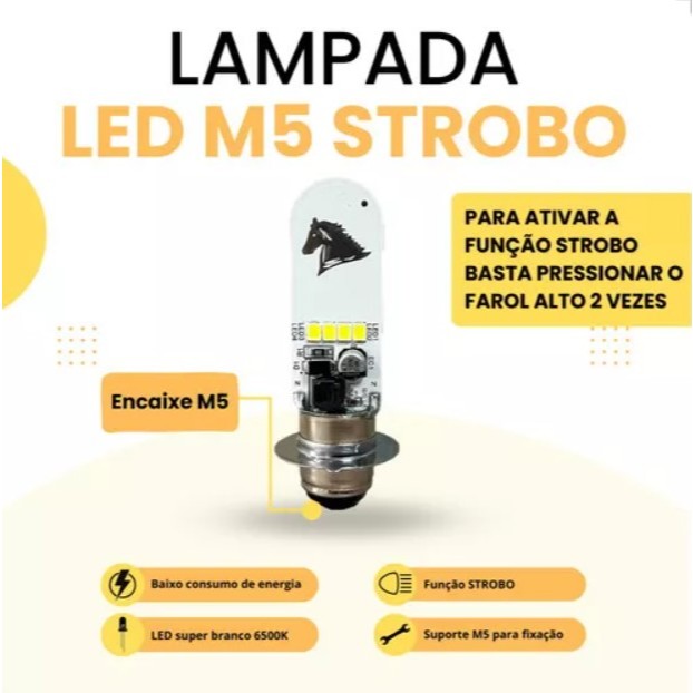 Lampada Led Stallion M5 STROBO Biz 125 Bros 125 Bros 150 Até 2012 bis 100 bis 125