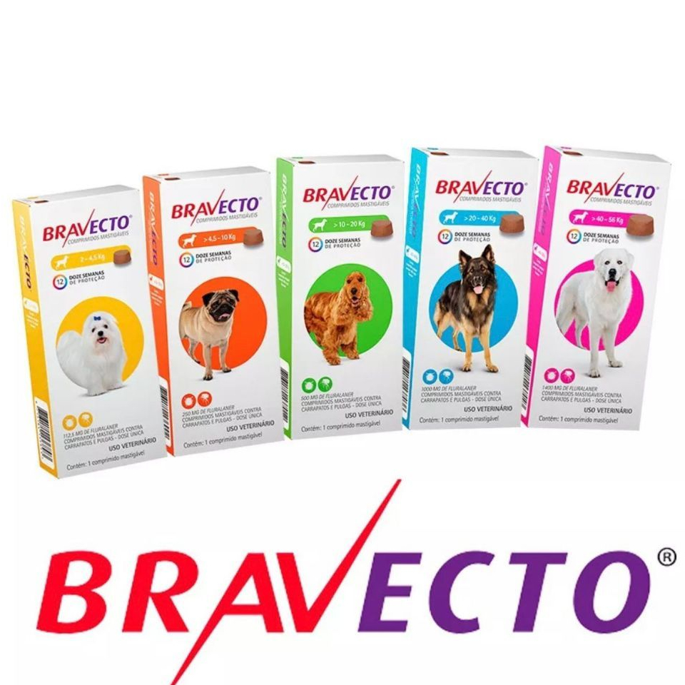 Antipulgas e Carrapatos MSD Bravecto para Cães de 2kg a 56kg