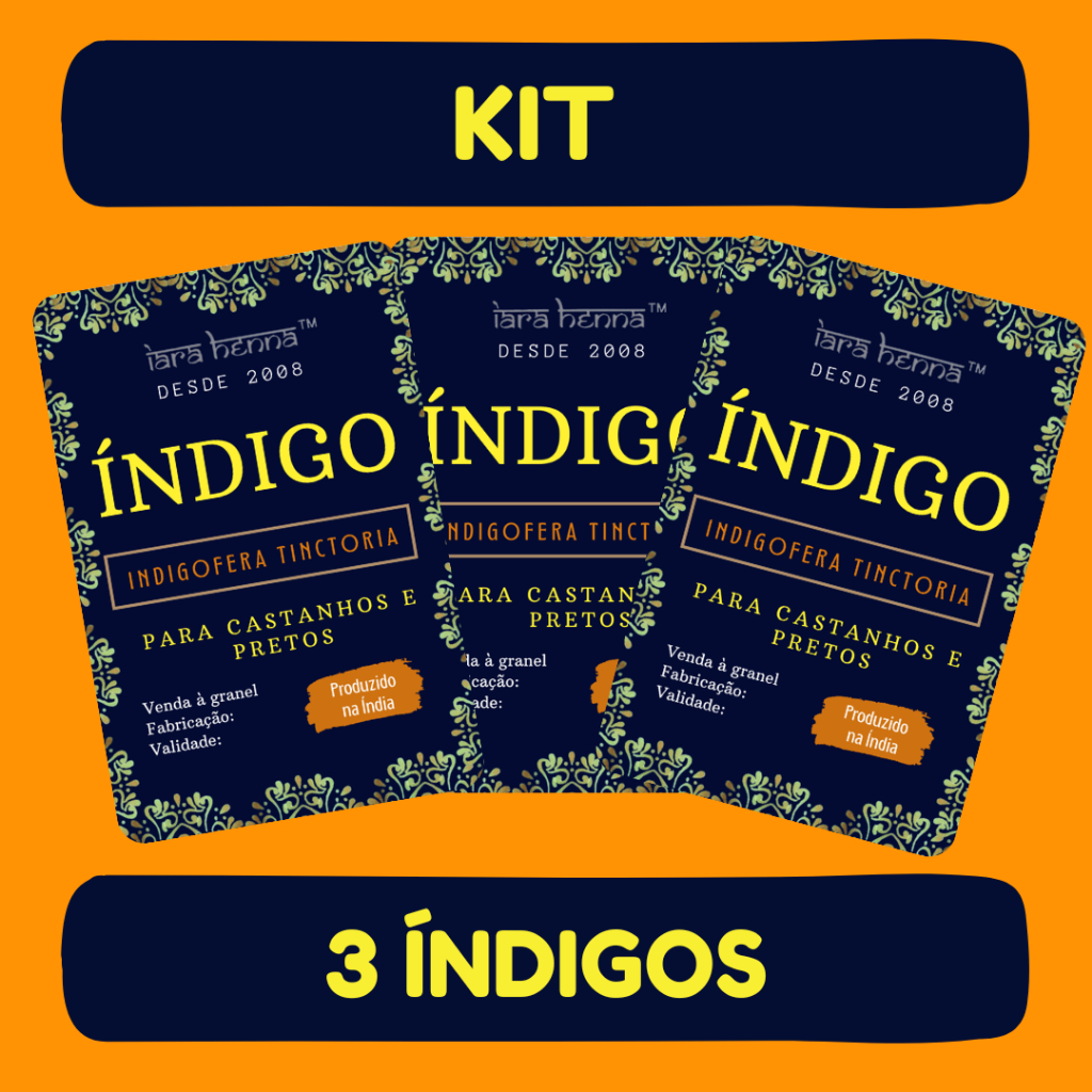 Kit Índigo Indiano - 3 embalagens Único Puro no Brasil - Tinta Vegetal ...