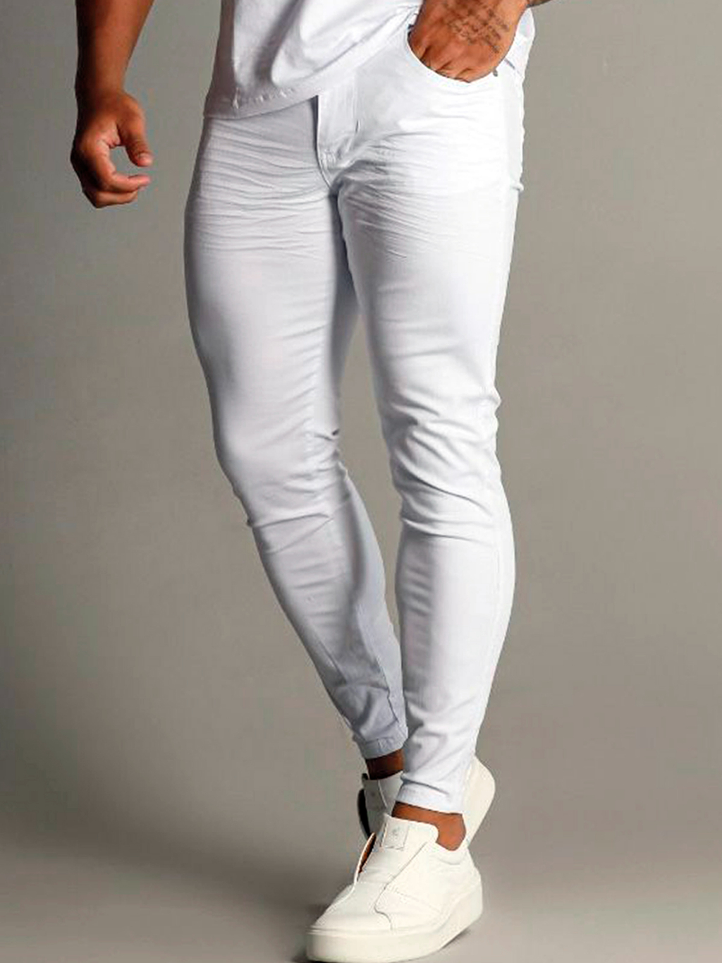 Calça Branca Super Skinny Masculina Codi Jeans Basica Prensada