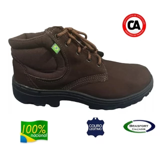 Bota Botina Coturno Nobuck Brasfort Marrom Top Obra Pvc