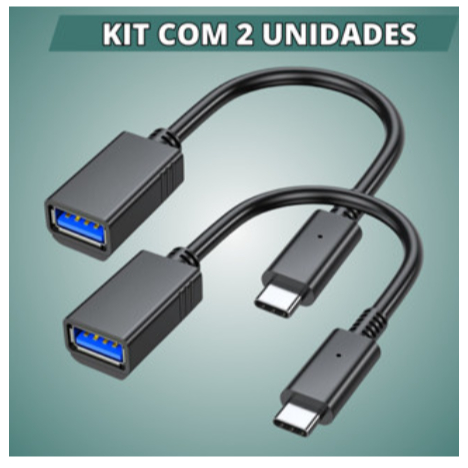 Kit 2 Cabo OTG Tipo C Adaptador 3.0 Para Pendrive Transferencia de Dados