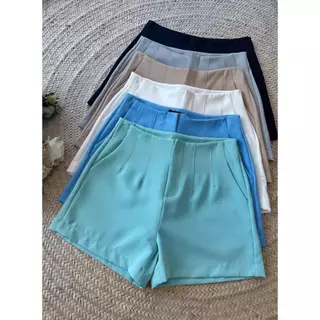 Short Feminino Alfaiataria Zara Cintura Alta Com Ziper Na Lateral