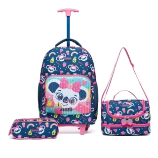 Kit Mochila Lancheira Estojo Escolar Infantil Feminino