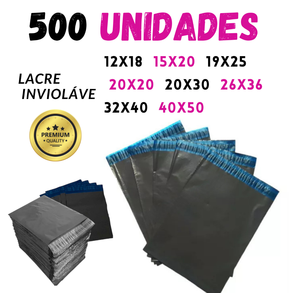 pacotes de envio Kit 500 Unidades Envelope De Segurança Saco Inviolável ...