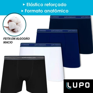 Kit 4 Cuecas Lupo Boxer Em Algodão Adulto Cueca Box Masculino Original