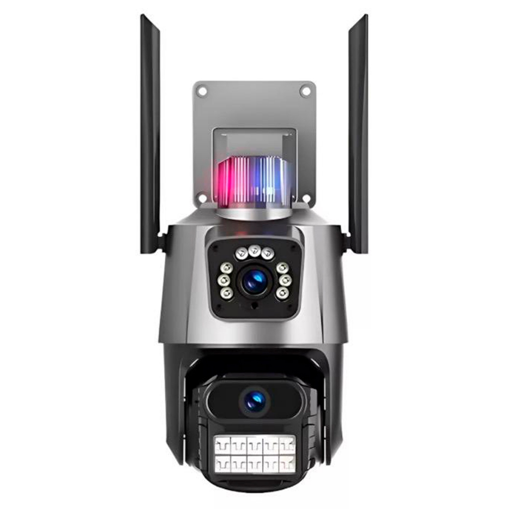 Camera Speed Dome IP 3.6mm Lente Dupla WIFI com Sirene Policial e Alarme app:ICSee