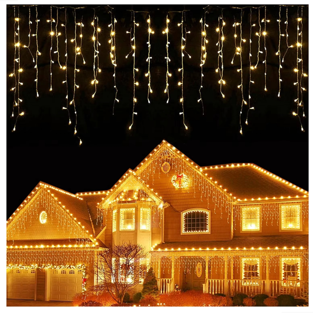 Cascata 200 Leds 8 Funções Pisca Pisca de Natal Decoração 5 Metros ...